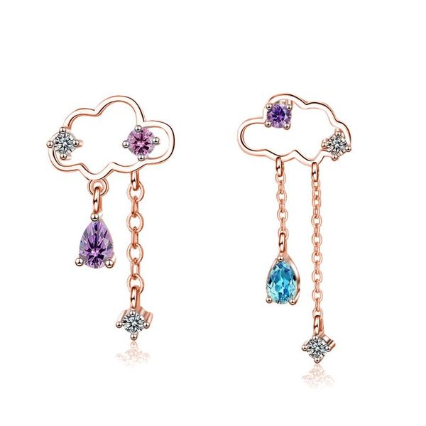 

dangle & chandelier asymmetric cloud earrings water drop tassel for women fashion jewelry, Silver
