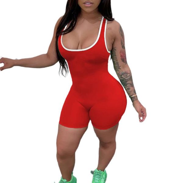 

women yoga set bndage sport wear fitness workout romper playsuit gym clothing elegant ladies body sportwear streetwear, White;red