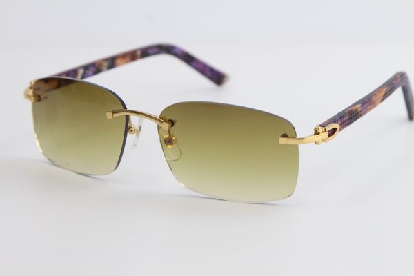 

designer mens women selling rimless sunglasses marble plaid purple plank optical 8200759 metal fashion eyewear mirror lens unisex, White;black