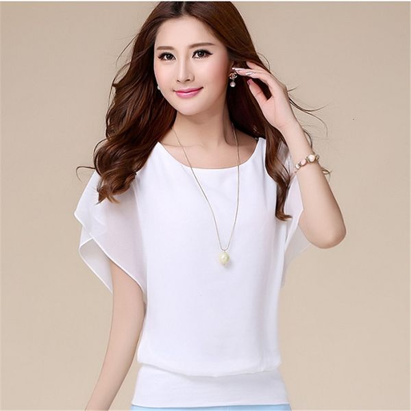 

designer womens blouses womens new fashion women summer chiffon blouse plus size ruffle batwing casual shirt black white blue
