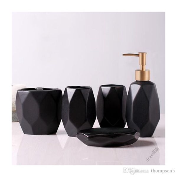 

nordic style bathroom ceramic five-piece set toilet supplies irregular shaped gargle cup lotion bottle + toothbrush holder + soap dish
