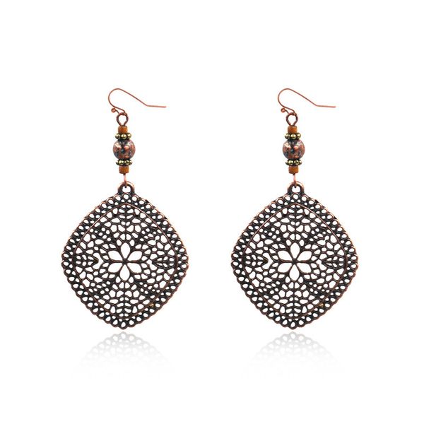 

yglcj new fashion charm retro pendant retro round earrings female creative flower alloy statement earrings, Golden