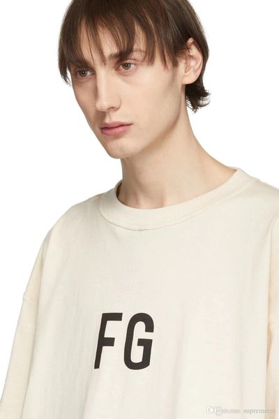 

fear of god 6th fg logo t shirts hip hop o-neck men and women summer t-shirt, White;black