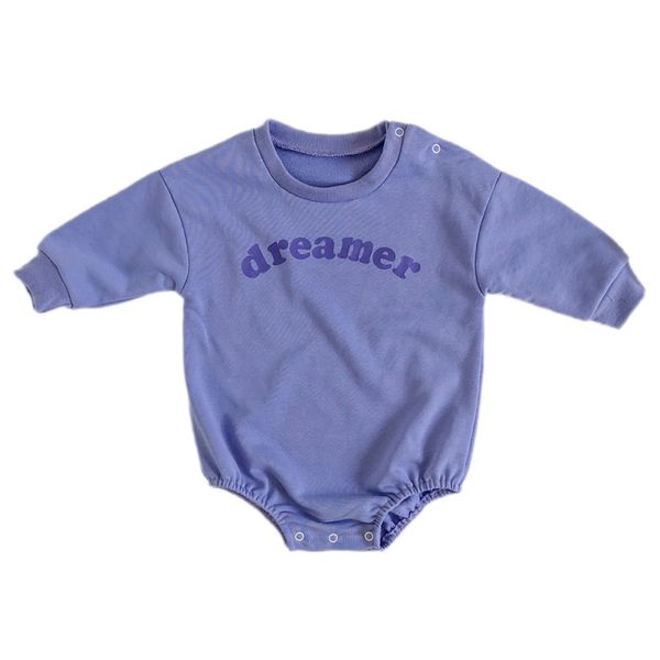 

autumn infant baby girls boys rompers long sleeve letters printing kids jumpsuit rompers outfits, Blue