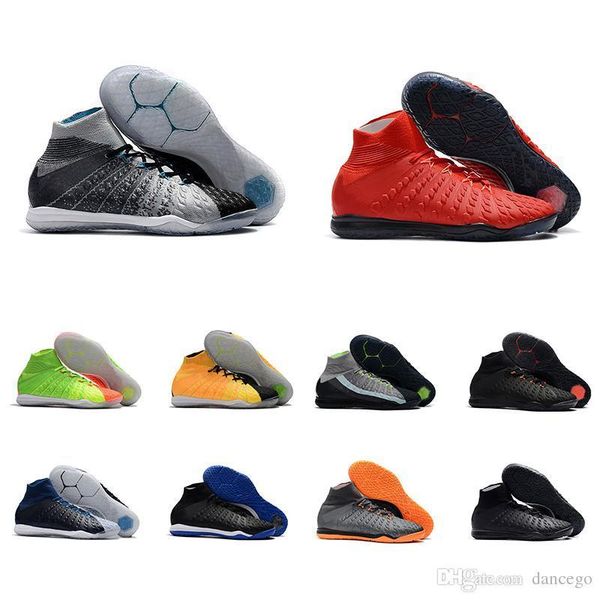 

new soccer shoes for men hypervenom x proximo ii df ic grey/black red/green mens indoor football trainning shoes
