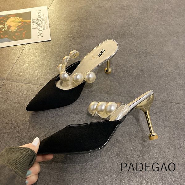

women slippers 2020 fashion string bead outside slippers black sunmer elegant women