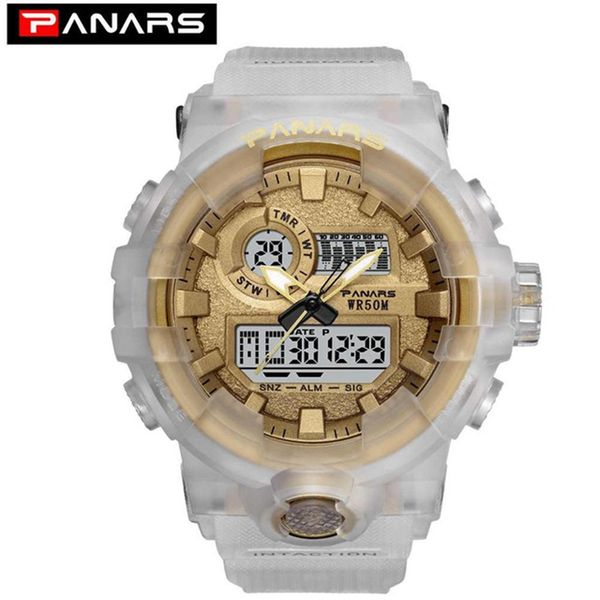

panars 8129 new luminous sport watch multi-function mens waterproof wrist watch fitness digital watch alarm timer clock, Slivery;brown