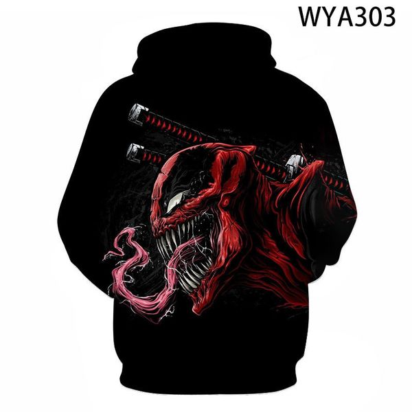 

2020 новый venom балахон хип-хоп улица одежды печать мужчин / женщин охлаждаться осенью и зимой тенденция теплая куртка толстовка, Black