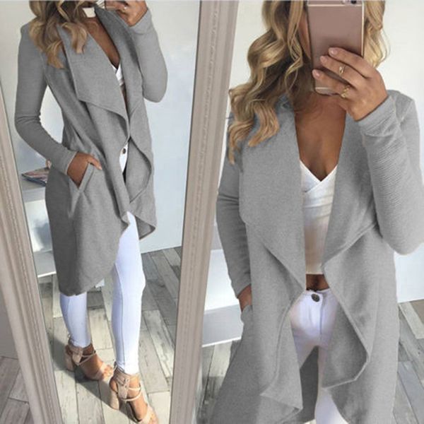 

women's jackets fashion women casual pocket irregular cardigan coat loose basic jacket elegant long outwear slim, Black;brown