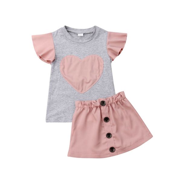 

2019 newborn kid baby girl short sleeve t-shirt solid skirts summer outfits, White