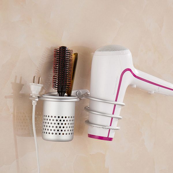 

hair dryer holder space aluminium bathroom wall shelf hair dryer rack with basket bathroom accessories