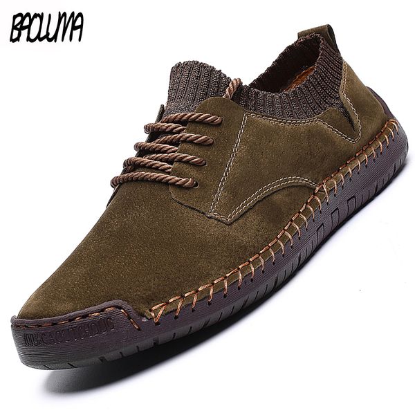 

fashion winter mens ankle boots plush warm men's snow boots handwork suede mens motorcycle autumn sneakers 48, Black