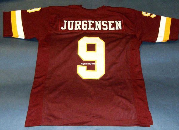 

retro #9 sonny jurgensen custom mitchell & ness jersey wine red mens stitching high-end size s-5xl football jerseys college ncaa, Black;red