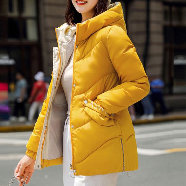 

2019 new fashion women winter down jacket coat warm parka long sleeve female jacket ladies cotton parka plus size clothing, Black