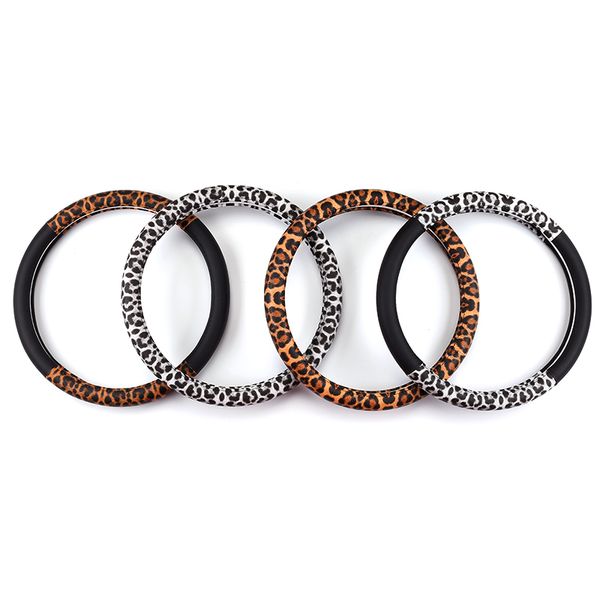 

leopard steering wheel cover leather car steering-wheel covers for steering wheels hubs case universal size m 38cm for