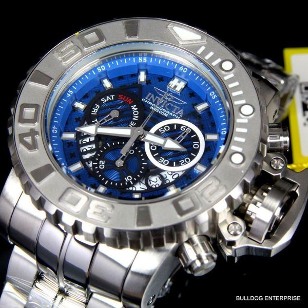 

Nvicta ea hunter gen ii 70mm tainle teel chronograph blue wi watch new