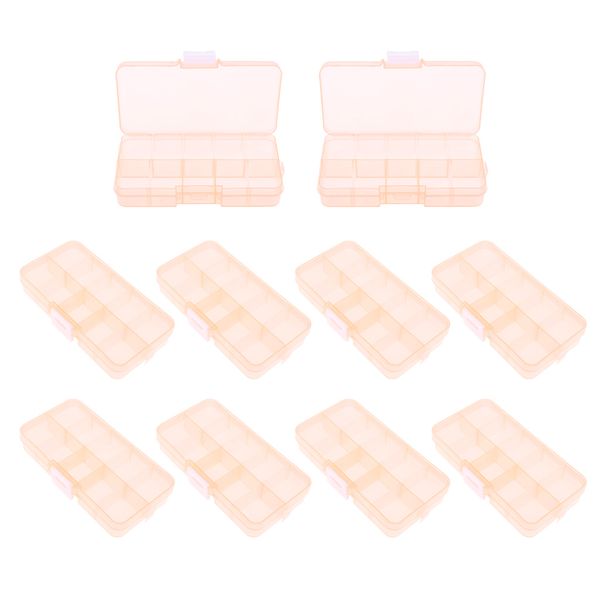 

10-packs light-weight compact jewelry organizer case, 10 grids plastic dividers box, nail art decorations storage containers