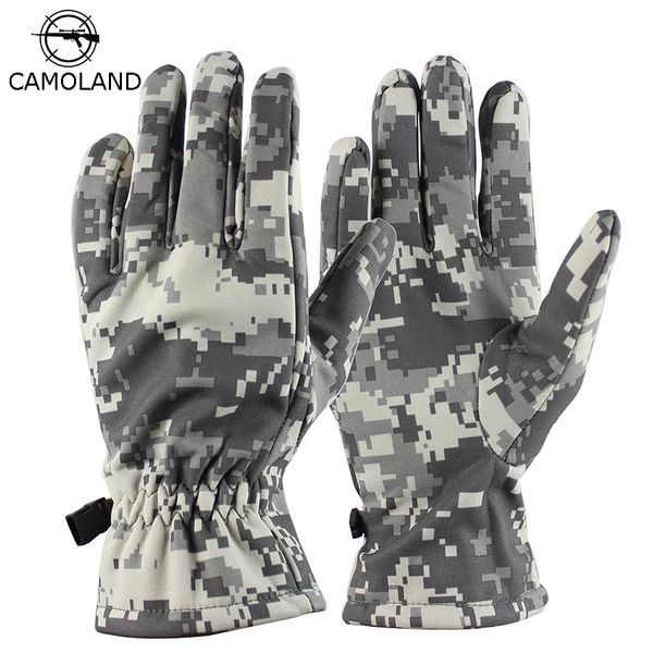 

2018 winter army tactical men gloves outdoor sports full finger mittens with fleece waterproof sharkskin thermal gloves, Blue;gray