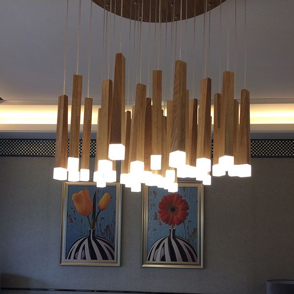 Wood Stick Pendant Lamp Light Kitchen Island Living Room Shop Decoration Modern Bedside Natural Wood Pipe Pendant Lights Ceiling Lamps Ceiling Lamp