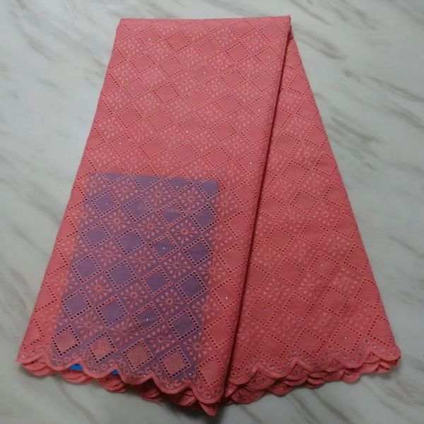 5 Yards/pc New fashion arancione tessuto di cotone africano reticolo del ricamo voile svizzero del merletto a secco per i vestiti BC88-9