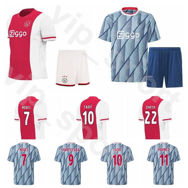 

afc ajax 2020 2021 soccer 6 donny van de beek jersey set edson alvares quincy promes daley blind dusan tadic football shirt kits, Black
