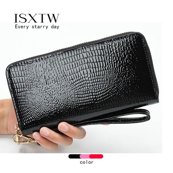 

isxtw snake print wristlet clutch women daily makeup bags purse soft pu leather money phone pouch casual wallet 2019 /e2, Red;black