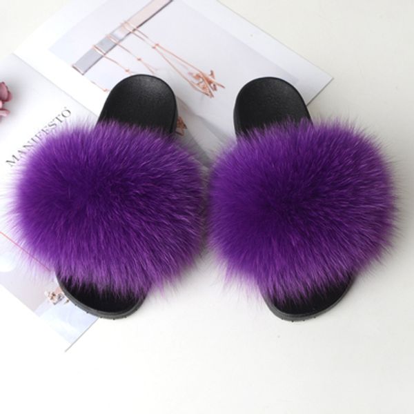 

bulk fur slides large fox fur slides wholesale big fox fur slides, Black