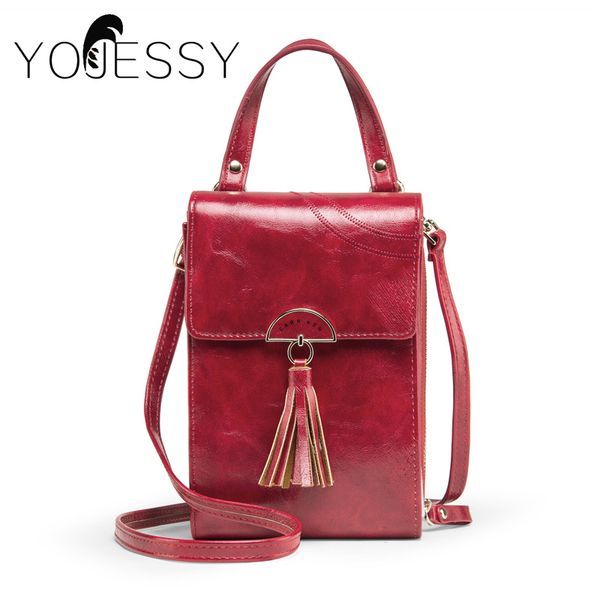 

yojessy women bag tassel cell phone pocket pu leather crossbody bags purse female messenger bag