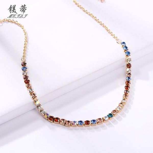 

2n6817 мэй ди европа и америка прохладный trend универсальный ожерелье с красочными кристаллов короткой цепи моды и личности лапка c, Silver