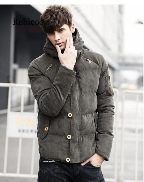 

new men winter jacket coat fashion quality cotton padded windproof thick warm soft brand clothing hooded male parkas, Black