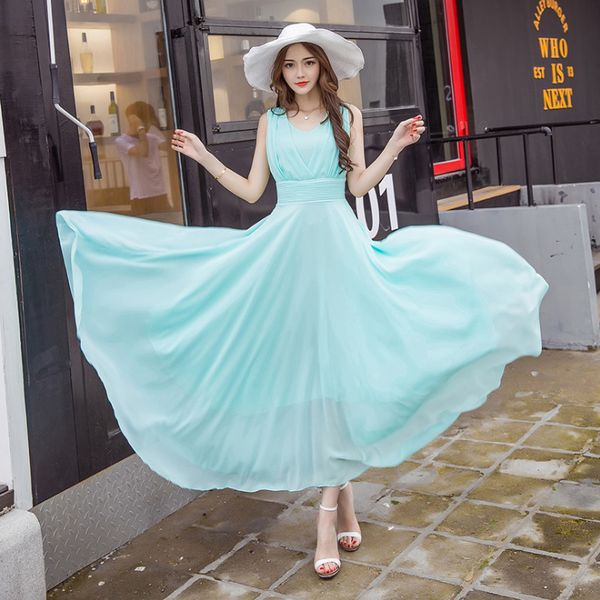 

лето рукавов фея шифоновое платье женский пляж фея женщины длинное платье flowy dresses вечернее платье плюс размер, Black;gray