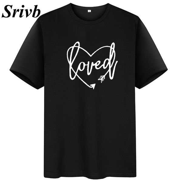 

srivb loved o-neck t-shirt women tumblr summer plus size cotton women tshirt camiseta mujer new casual print tee shirt femme, White