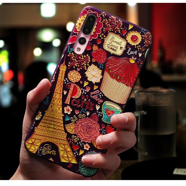 

ell multi colors painted emboss tpu phone cases for huawei p10 p20 mate 20 lite pro 20x nova 3 3i 4 case honor 9 anti-fall soft cover