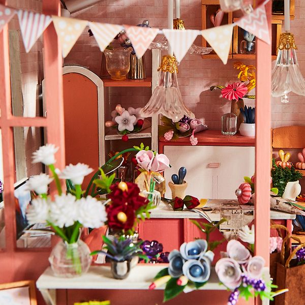

creative diy doll house miniature dollhouse with furniture kit wooden flower house villa model toys for children with dust cover