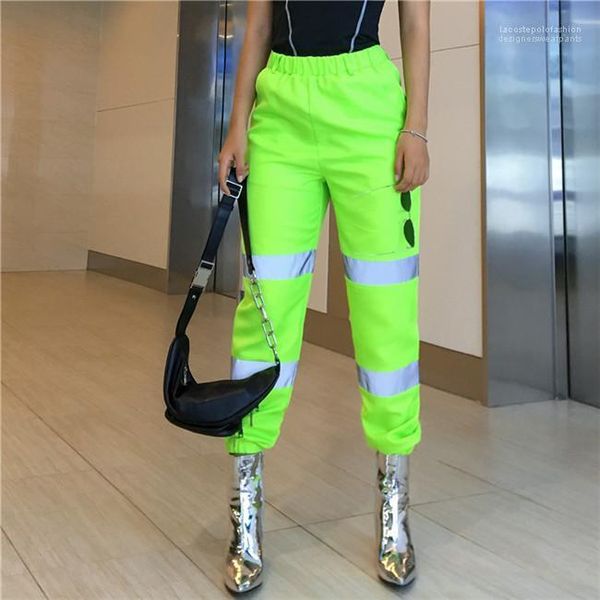 

patchwork cargo pants cool loose pencil pants women fashion causal clothing womens reflective pants mid waist, Black;white