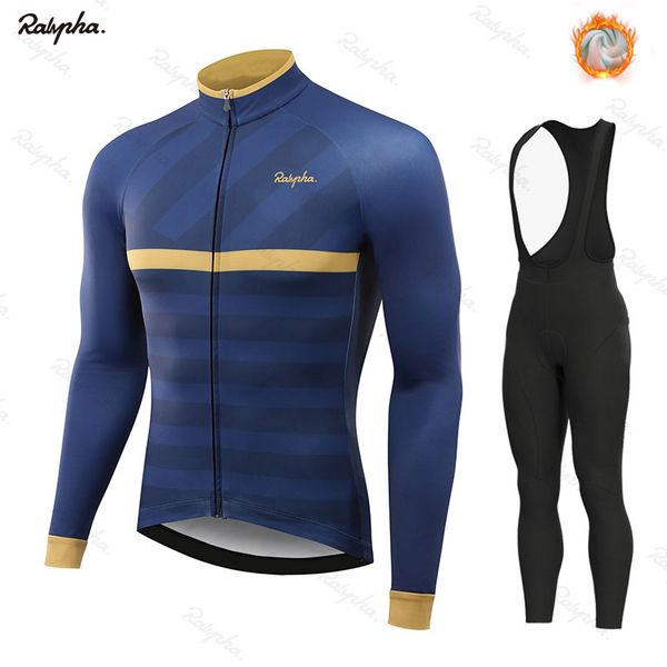 

racing sets winter thermal fleece set cycling clothes men's jersey suit sport riding bike mtb clothing bib pants warm ropa ciclismo, Black;blue