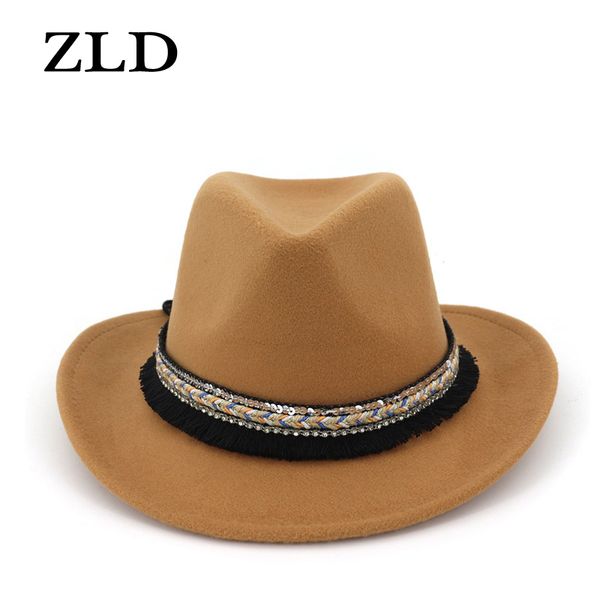 

zld hat мужчины женщины имитация шерстяной зима женщины шляпы мужчины мода black top jazz hat модели ковбой кожи пара