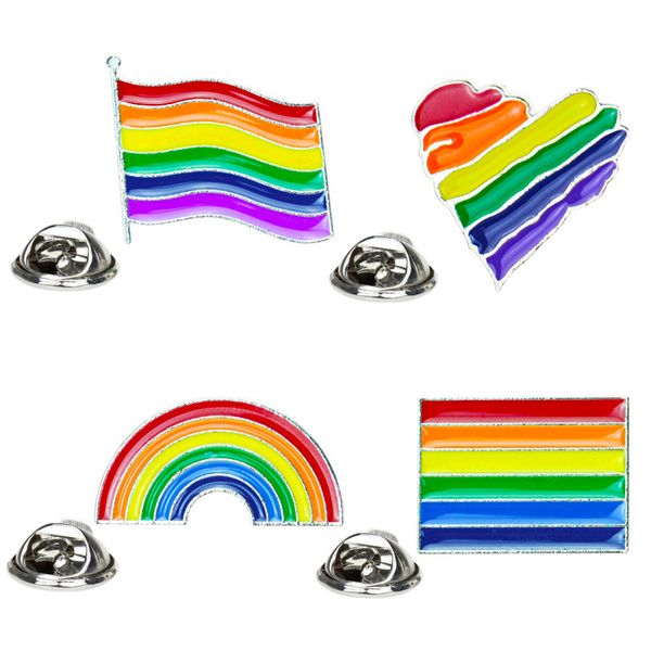 

1 pc rainbow pins brooch creative heart flag rainbow metal pin badge lapel pin jewelry gift, Gray