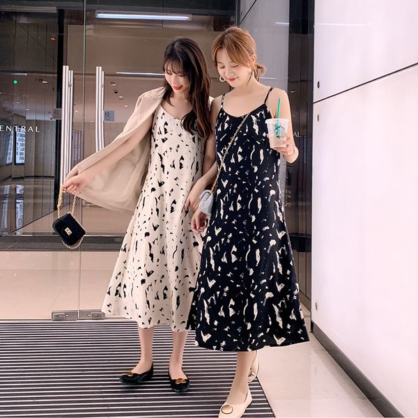

women's loose 2020 summer new women's sweet bottom skirt long, Black;gray