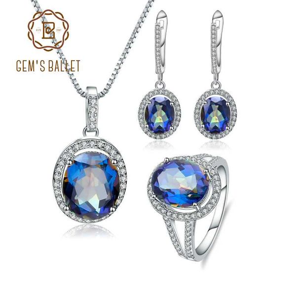 

gem балетных 11.36ct природные голубовато мистик кварц комплект ювелирных изделий стерлингового серебра 925 серьги кольцо установить gemston, Black
