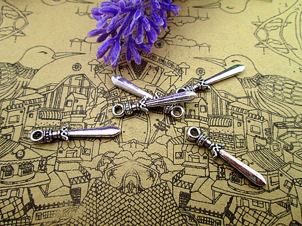 

150pcs-- vintage sword charms, antique tibetan silver sword charms 22x5mm, Bronze;silver
