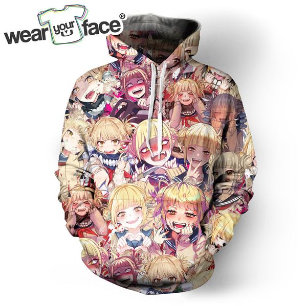 

boku my hero himiko toga yandere shy 3d all over printed crewneck sweatshirts hoodies hipster streetwear funny clothing, Black