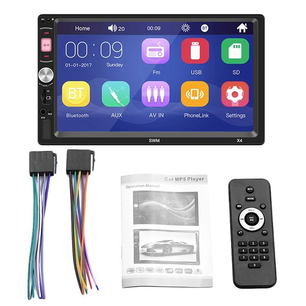 

x4 2 din car radio player 7 inch hd multimedia universal mp5 mp4 autoradio bluetooth audio mirror link