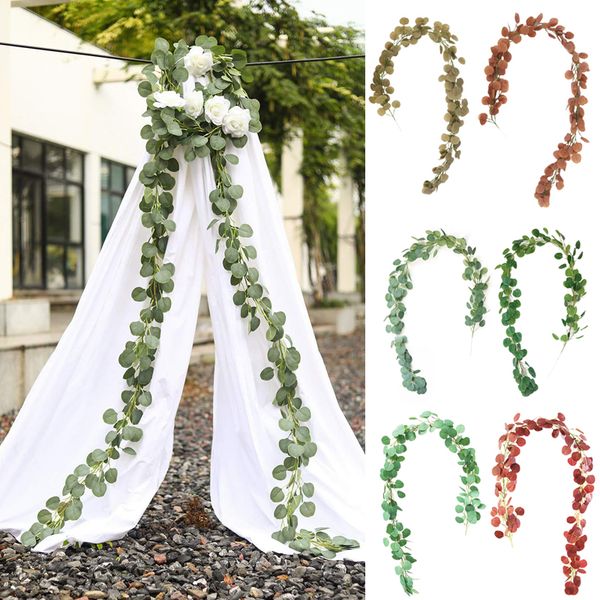 

new 2m long artificial silk hanging eucalyptus vine wedding party simulation 1.7m long wicker leaves vine decorations