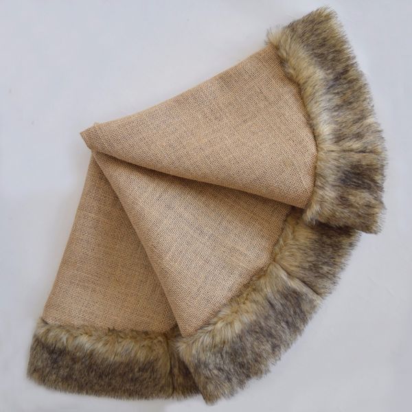 

jute burlap christmas tree skirt linen with faux fur border decoration skirt