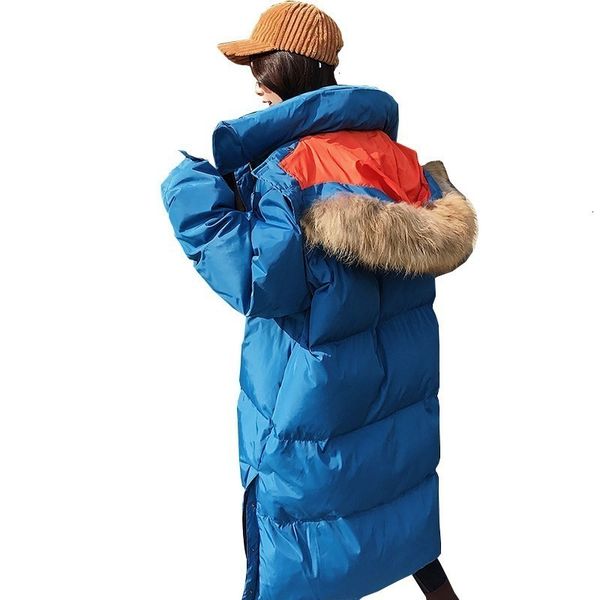 

fat fashion blue long down cats jas parka winterjas jas women loose great bont crow new coated overcoat is140, Black