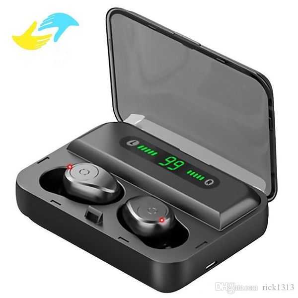 

vitog f9-5 tws headphones bluetooth v5.0 wireless earphone mini smart touching earbuds with led display 1200mah power bank headset and mic