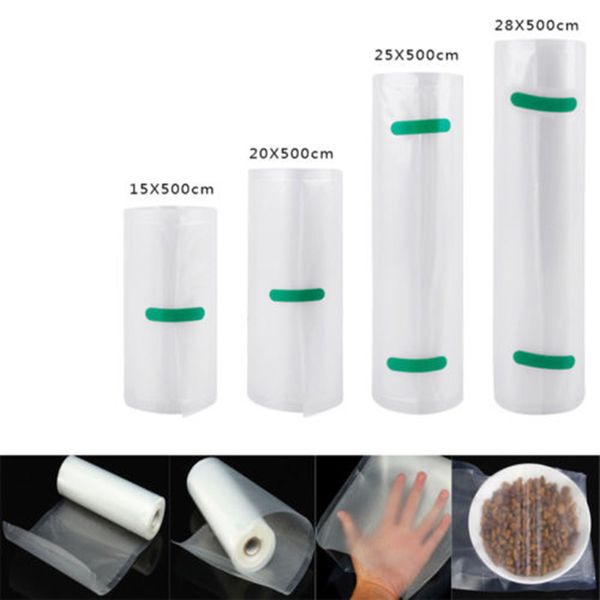 

1x transparent textured vacuum sealer bags rolls kitchen package holder kitchen storage and organization