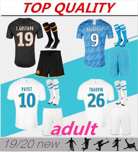 

2019 2020 olympique de marseille soccer jersey kits 19/20 om marseille maillot de foot cabella payet l.gustavo thauvin jerseys shirts, Black