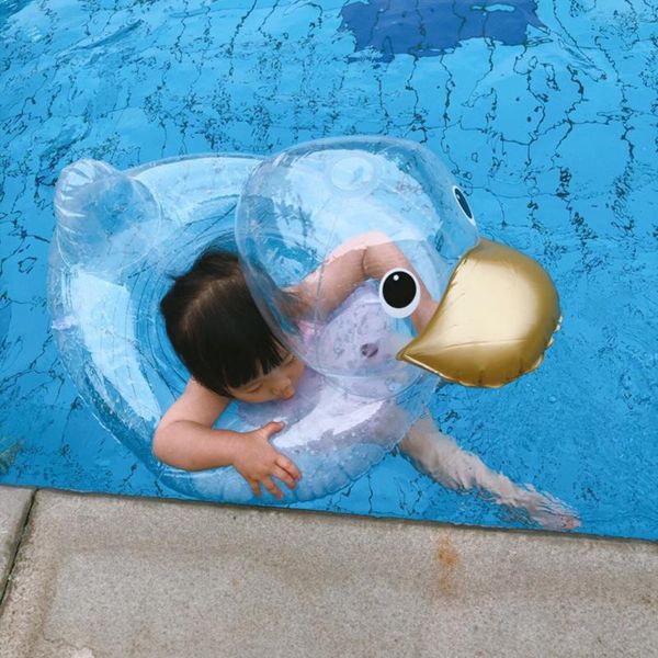 

northern european-style ins south korea online celebrity transparent big head duck swimming tube buoyancy armpits ring baby chil, Red;blue